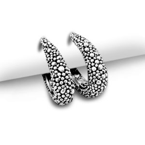 Lombok Granulated Silver Hoops Earrings