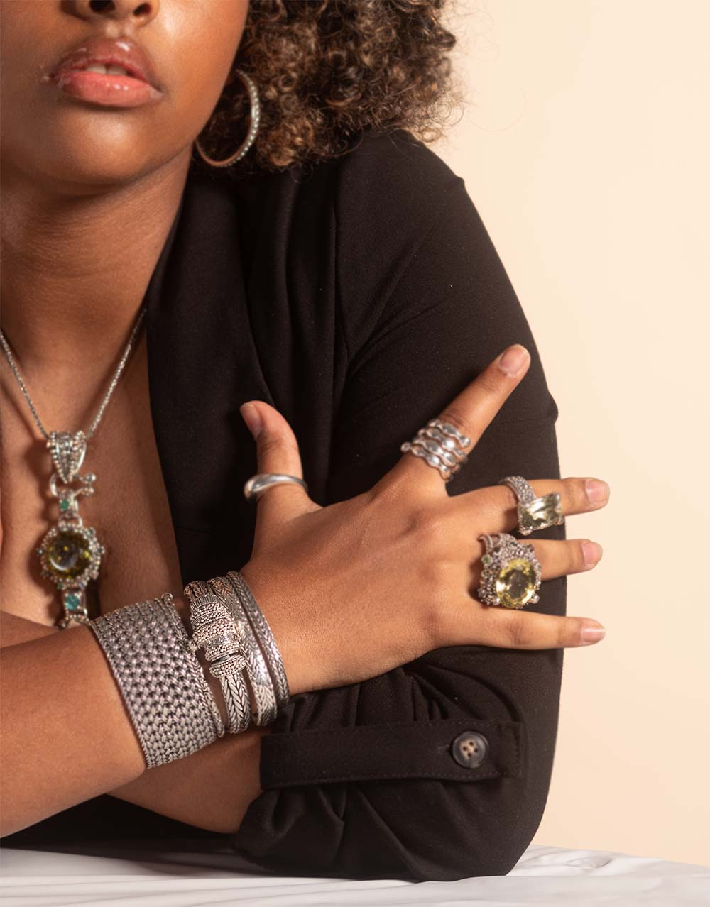 Handcrafted EthnoPur jewellery worn by a model