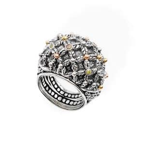 Sulawesi Flowers with Gold Bombe Ring